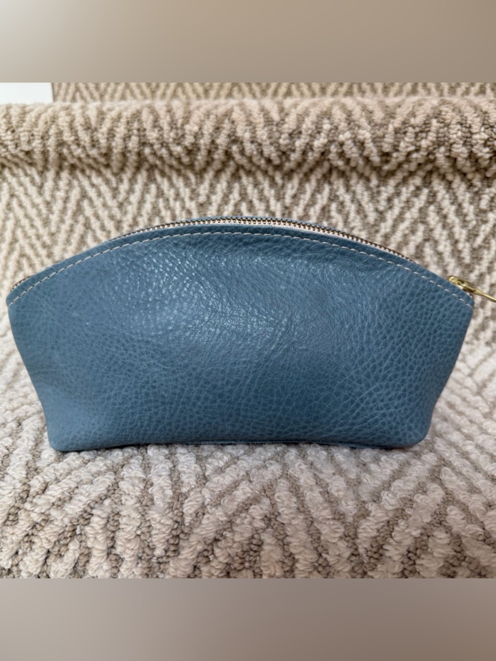 Portland Leather Goods Eclipse Makeup Bag Blue Steel